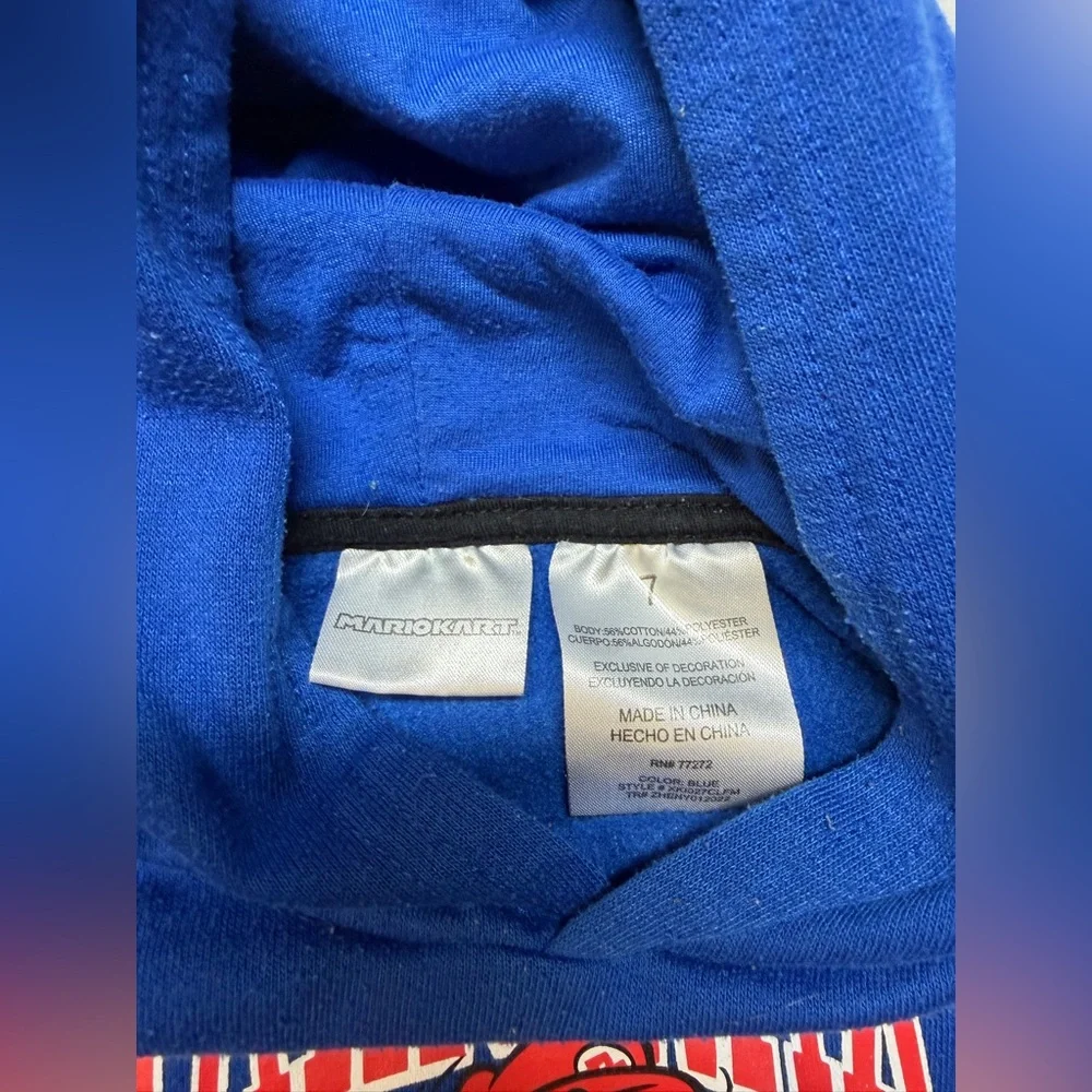 Nintendo Mario Kart Kid’s Size 7 Blue Checkered Hoodie
